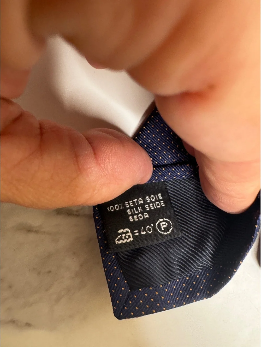 Ermenegildo Zegna Men’s 100% Silk Tie Navy Blue Polka Dot Made in Italy